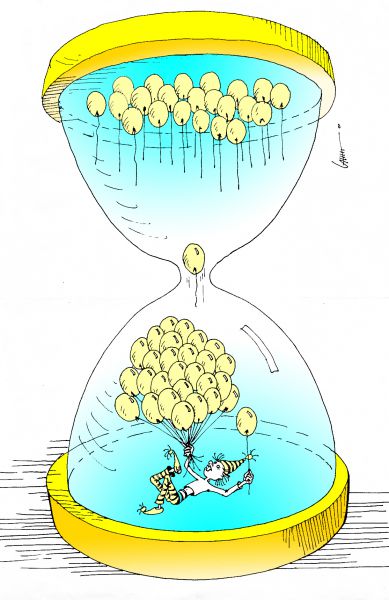 Карикатура: Часы времени счастья, Юрий Санников