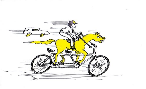 Карикатура: И сколько тут лошадиных сил???, Юрий Санников
