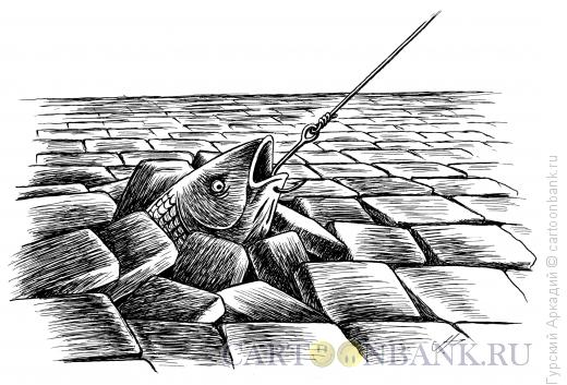 Карикатура: рыба в камнях, Гурский Аркадий