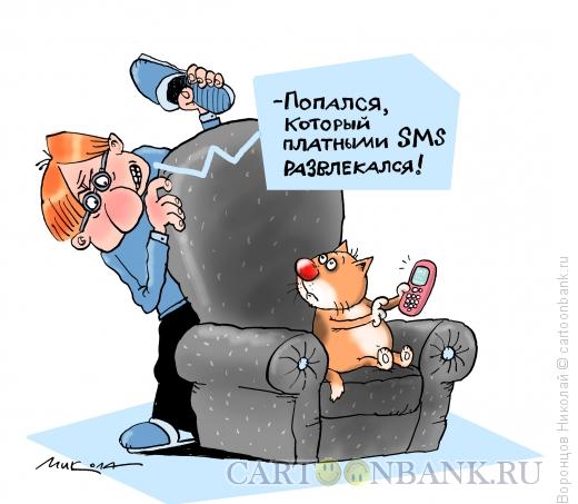Карикатура: Платные СМС, Воронцов Николай