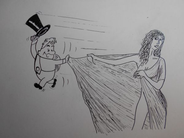 Карикатура: Женщина с покрывалом 3, Петров Александр