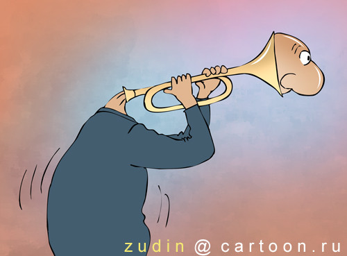 Карикатура: Горнист, Александр Зудин