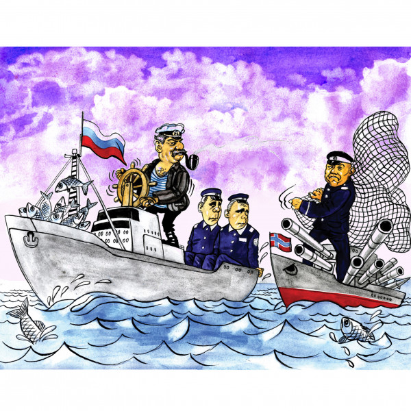 Карикатура: 2006 Российские рыбаки взяли в плен норвежских моряков, AZART