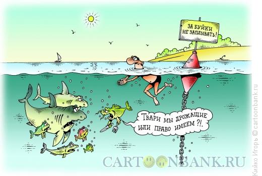 Карикатура: За буйки не заплывать, Кийко Игорь