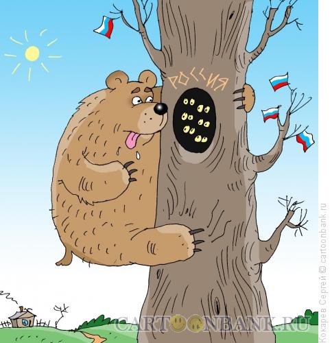 Карикатура: медведь и пчелки, Кокарев Сергей