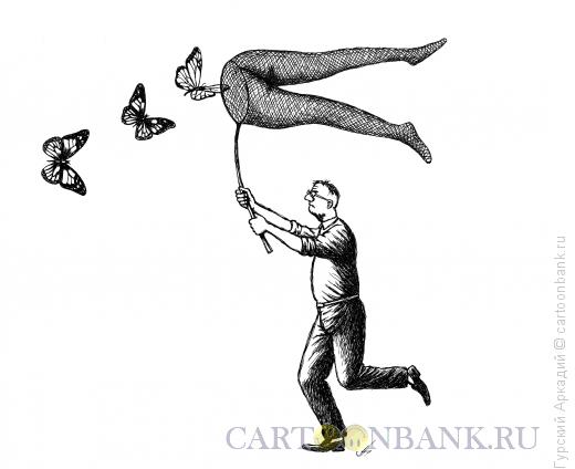 Карикатура: ловец бабочек, Гурский Аркадий