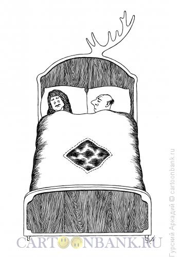 Карикатура: постель с рогами, Гурский Аркадий