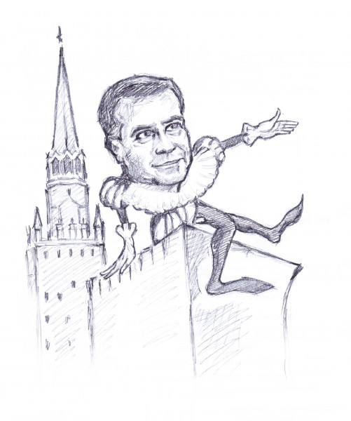 Карикатура: Шалтай-Болтай сидит на стене, Дмитрий Форвардер