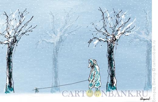 Карикатура: Зимняя прогулка, Богорад Виктор