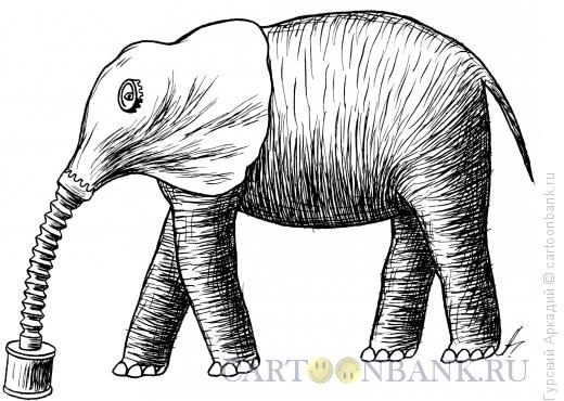 Карикатура: слон с противогазом, Гурский Аркадий