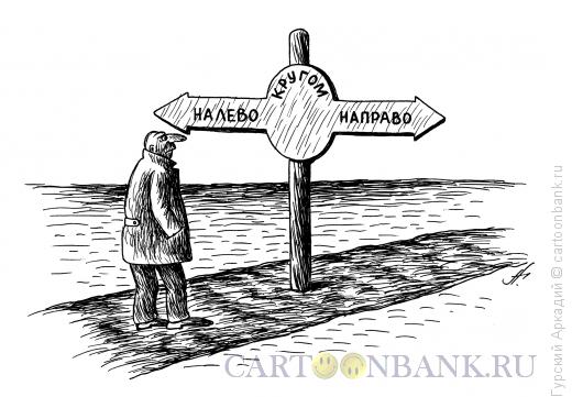 Карикатура: человек на развилке дорог, Гурский Аркадий