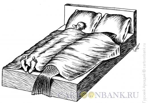 Карикатура: рыба в постели, Гурский Аркадий
