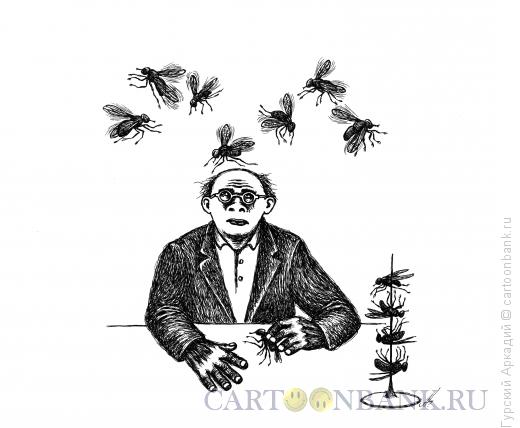 Карикатура: человек и мухи, Гурский Аркадий