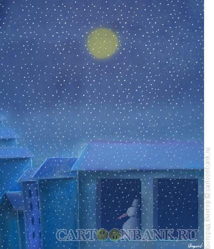 Карикатура: Ночной снегопад, Богорад Виктор