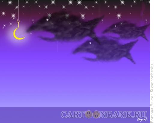 Карикатура: Ночная рыбалка, Богорад Виктор