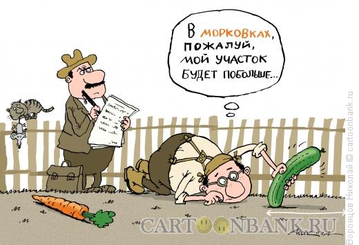 Карикатура: Замер участка, Воронцов Николай