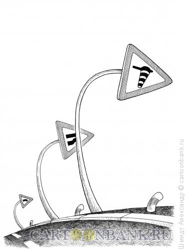 Карикатура: Очень сильный боковой ветер (ч/б), Шмидт Александр