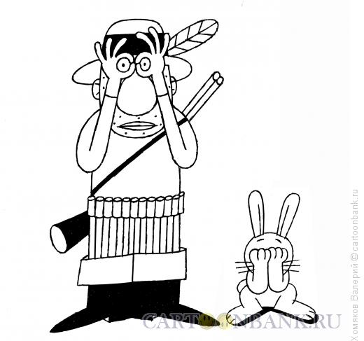 Карикатура: Охотник и заяц, Хомяков Валерий