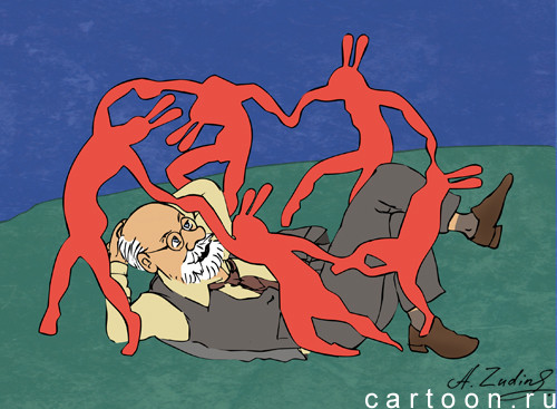 Карикатура: Дед Матисс и зайцы, Александр Зудин