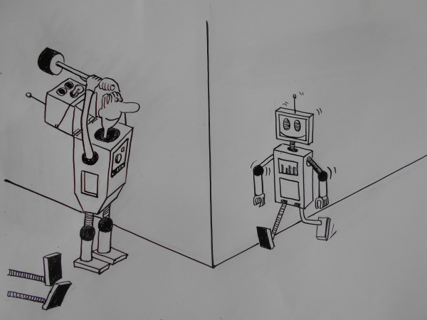 Карикатура: Истребление роботов, Петров Александр