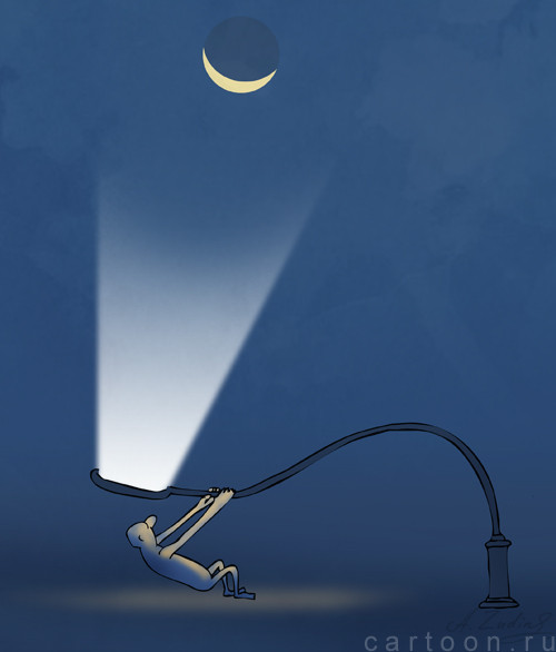 Карикатура: Когда луна улыбается, Александр Зудин