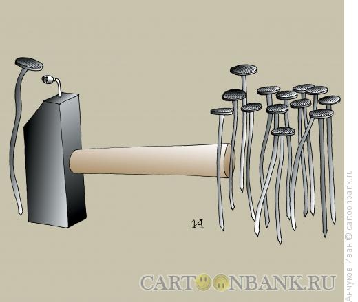 Карикатура: Гвоздь на трибуне, Анчуков Иван