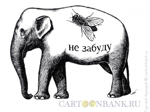 Карикатура: слон и муха, Гурский Аркадий
