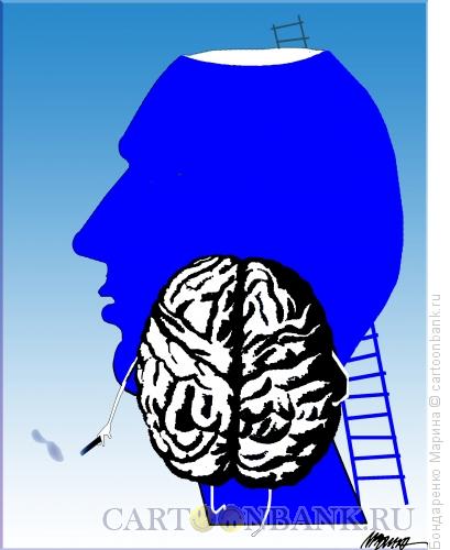 Карикатура: Голова, Мозг, Лестница, Бондаренко Марина