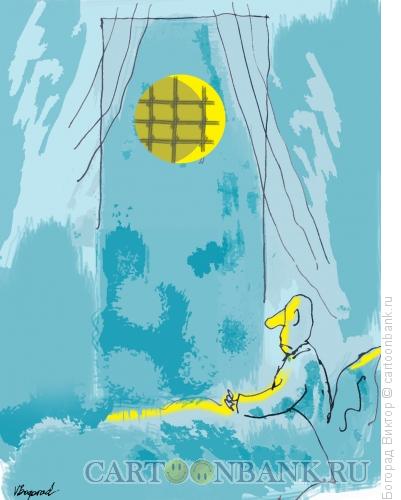 Карикатура: Ночной вид из окна, Богорад Виктор
