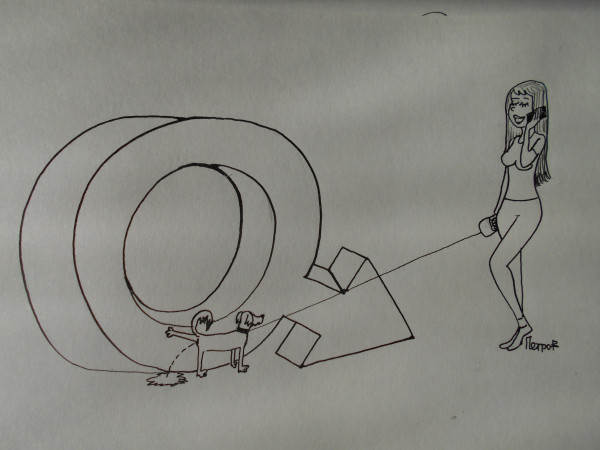 Карикатура: Дама с собачкой, Петров Александр