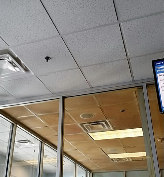 Мем: Аэропорт Вашингтон Даллес. Отгадайте по цвету потолка где комната для курящих, leva