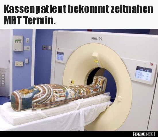 Мем: пациент больничной кассы получил ближайший срок на прибор ЯМР/MRI., oy