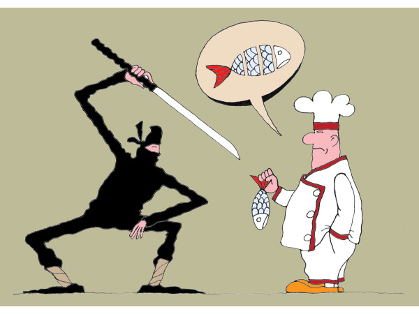 Карикатура: Ниндзя и повар, Михаил Ларичев