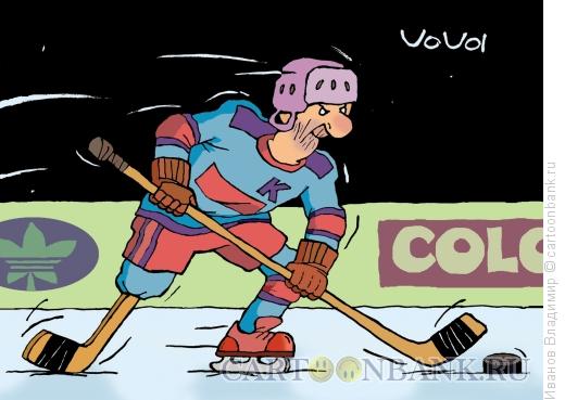Карикатура: Одноногий хоккеист, Иванов Владимир