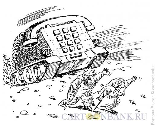 Карикатура: Пенсионеры и телефония, Богорад Виктор