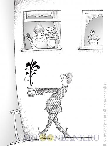 Карикатура: Нефть в горшочке (ч/б), Шмидт Александр