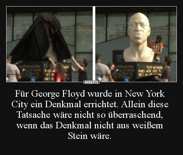 Мем: Джорджу Флойду в Нью-Йорке поставили памятник. Удивительным образом он сделан из белого камня.
