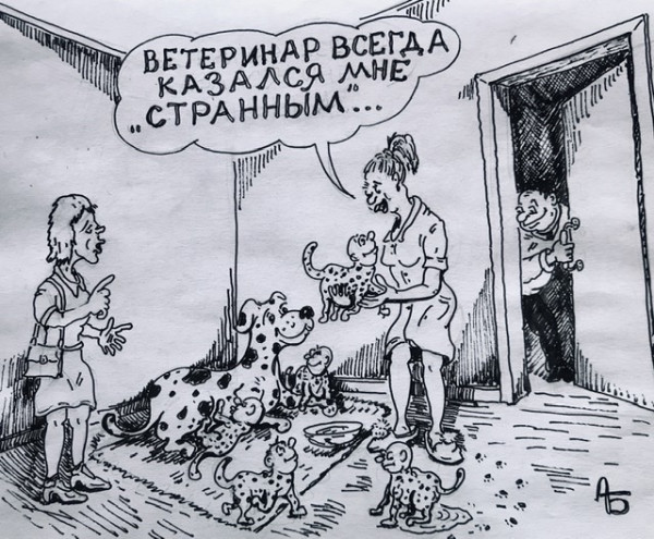 Карикатура: В мире животных. Ветеринар., backdanov