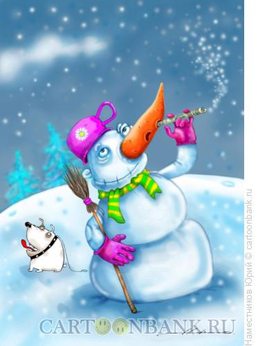 Карикатура: Снеговик - нюхач!, Наместников Юрий