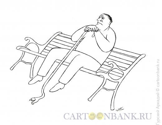 Карикатура: старик на скамье, Гурский Аркадий