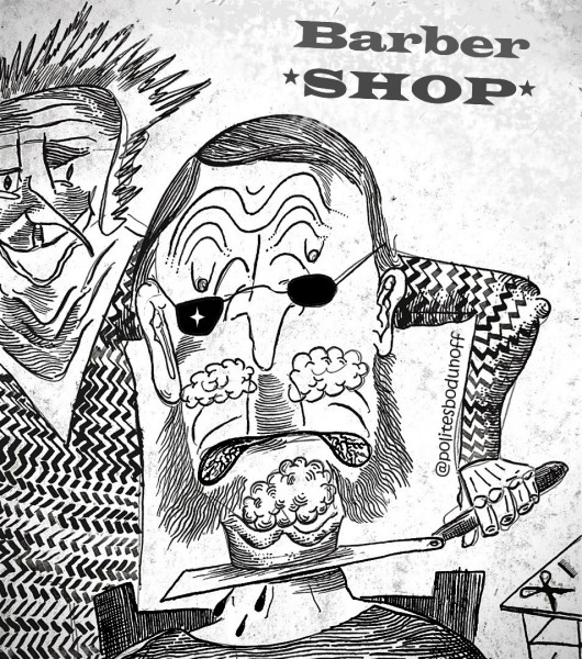 Карикатура: Сибирский цирюльник, Ипполит Сбодунов