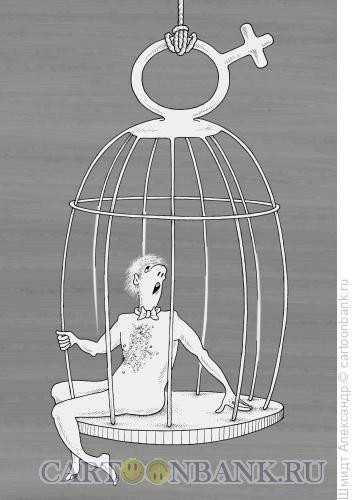 Карикатура: Золотая клетка (ч/б), Шмидт Александр