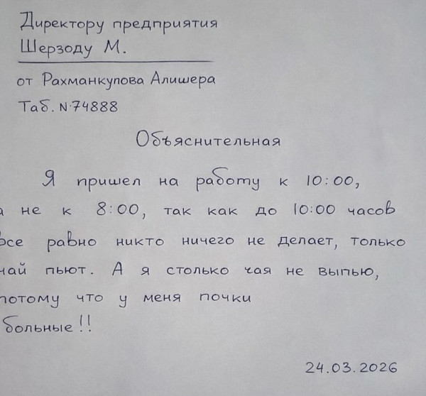 Мем: В сети нашли образцовую объяснительную за опоздание. Максимально аргументированно., henh Мем: В сети нашли образцовую объяснительную за опоздание. Максимально аргументированно., henh