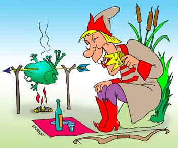 Карикатура: Царевич на пикнике, Евгений Кран