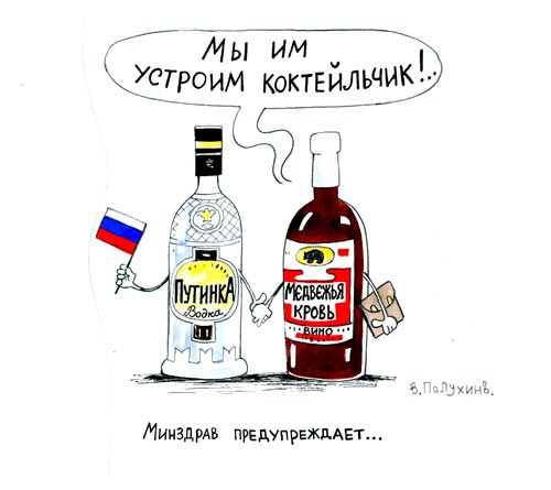 Карикатура: НОВОГОДНИЙ коктейль 2008, Вячеслав Полухин