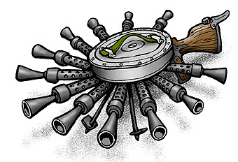 Карикатура: Пулемет для круговой обороны, Глеб Андросов