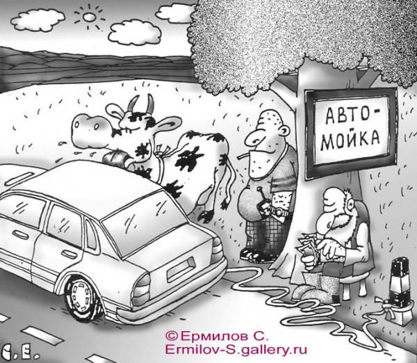 Карикатура: Автомойка, Сергей Ермилов