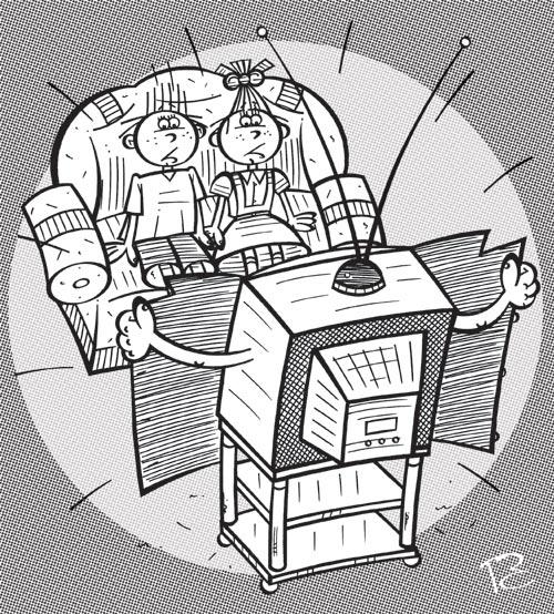 Карикатура: Осторожно, TV!, Сергей Репьёв