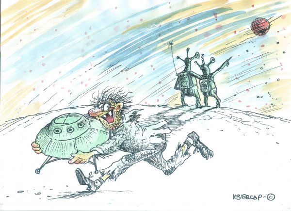 Карикатура: Землянин, Бауржан Избасаров
