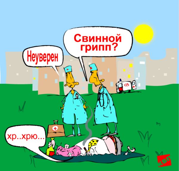 Карикатура: Свиной грипп, kvp